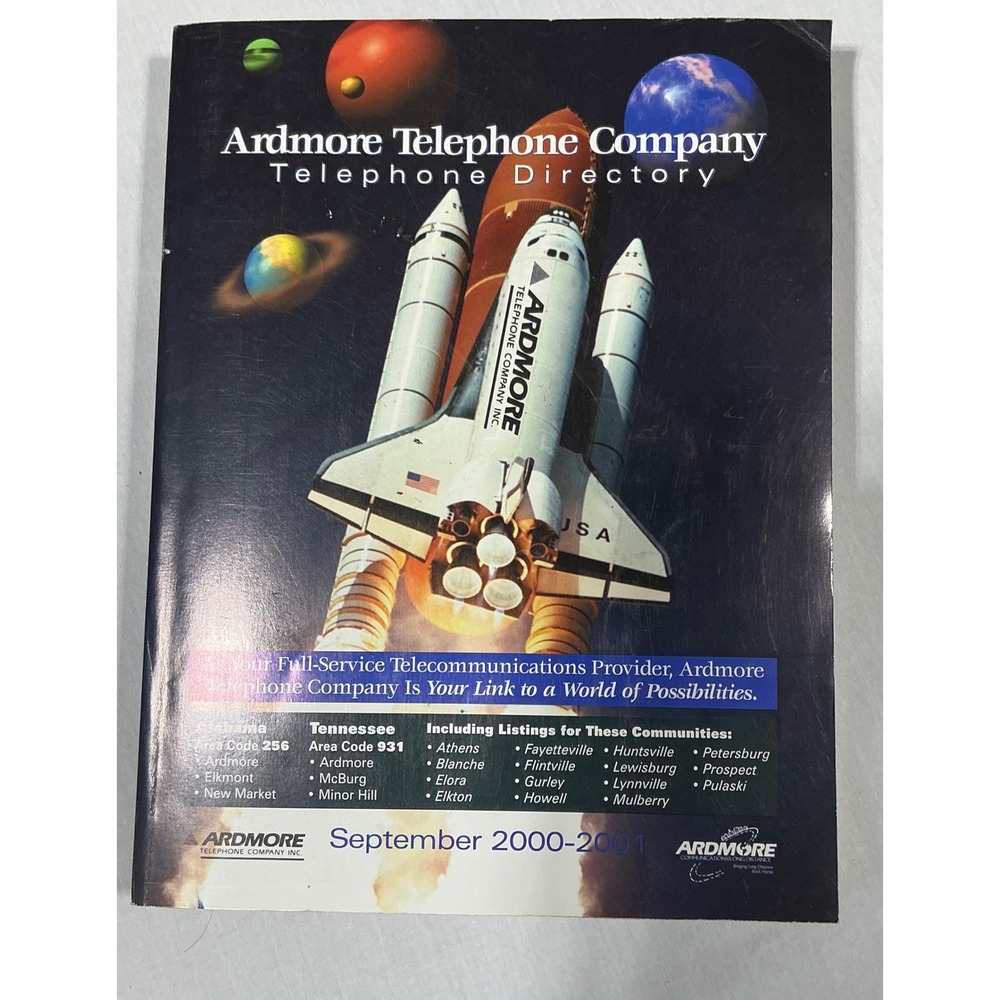 Vintage Ardmore Telephone Directory 2000-2001 Alabama Tennessee Space Shuttle
